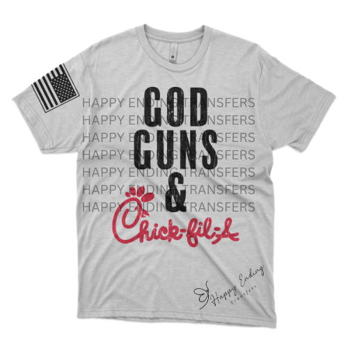 God and Guns Sublimation Transfer